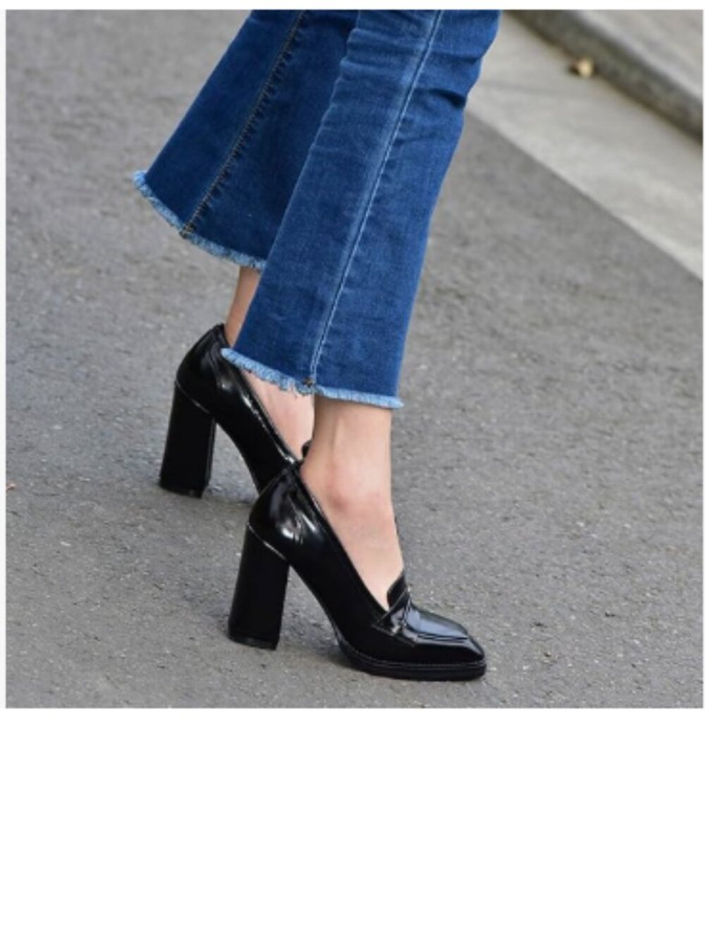 FOWT Black Dressy High Block Heels Loafers for Women Classical Square Toe Pumps